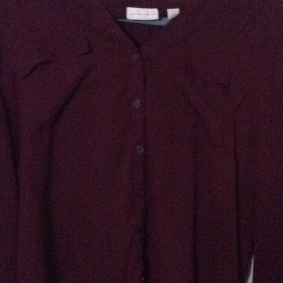 New York & Company XL Maroon Button up Blouse - Picture 3 of 5